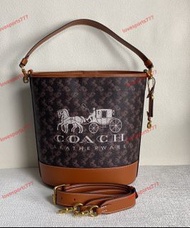 Coach 蔻馳 CH733 Dakota大號水桶包 經典馬車印花 2條可拆肩帶，腋下 手拎 斜挎  尺寸：底長29高358