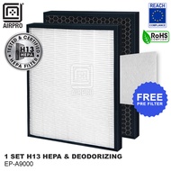 AIRPRO for Hitachi EPF-A9000H EPF-A9000D H13 HEPA & DEODORIZING Filter for EP-A9000