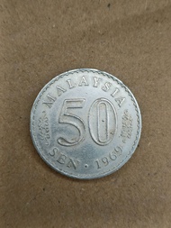 50 Sen 1969 Duit Syiling Lama Malaysia Siri Pertama. First Series 50 Sen 1969 Rare Year. SE / Terbel