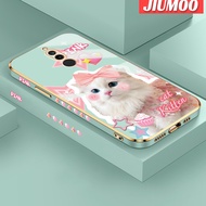 JIUMOO เคสสำหรับ Xiaomi MI Redmi 8 8a Pro 7 7A เคส Y3การ์ตูนแมวน่ารักลายขอบสี่เหลี่ยมเปลือกชุบหรูหราฝาครอบซิลิโคนเคสมือถือป้องกันเลนส์กล้องกันกระแทก