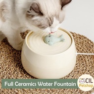 Full Ceramic Water Fountain Tempat Minum Otomatis Kucing Dolphin