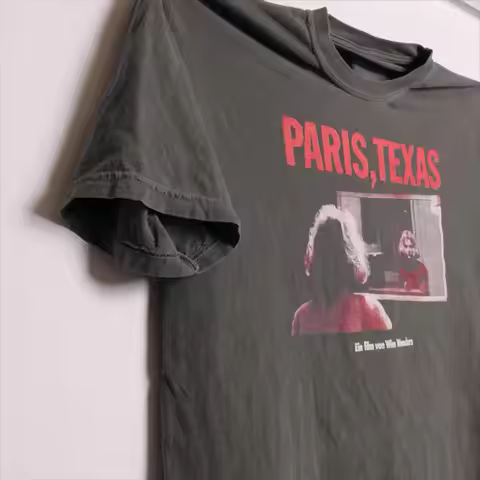Y2K Vintage Graphic T-shirt Paris Texas Tee 1984 Wim Wenders Print Cotton T-shirt Black Tee Streetwe