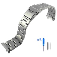 QJMBF สายสเตนเลสสตีล22มม. นาฬิกา Casio Duro MDV-107-1A MDV-106 Marlin สายรัดนาฬิกาข้อมือโลหะแข็งดำน้