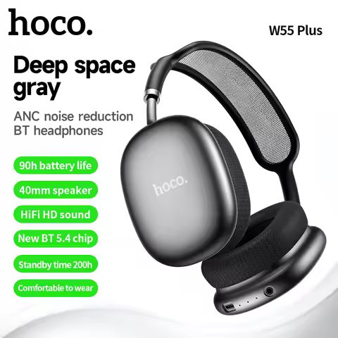 HOCO W55 Plus ANC Noise Reduction Bluetooth Headphones For Ourdoor Sports Music Earphones 90h Long U