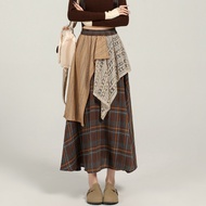 7.Modifier | กระโปรงมิดิลายสก็อตเอวสูง A-line สีคอลลาจ