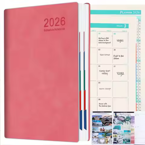 365-Day 2026 Portable A5 Pocket Planner Pu Cover Daily Weekly Schedule Notebook Calendar Journal Sch