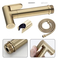 Weloves |Brushed Gold Brass Toilet Bidet Spray Set SUS Holder Hose Bathroom Sprayer