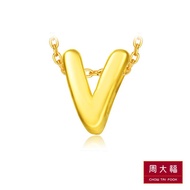 CHOW TAI FOOK 999 Pure Gold Alphabet Pendant - V