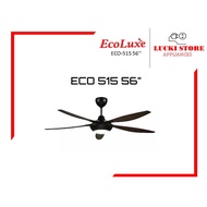 SALES  ECO-515 56" BK  ECOLUXE 56 inches DC Motor With LED 18W Light White Color Ceiling Fan Remote 