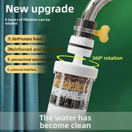 360° Swivel 6-Stage Tap Water Filter, PP+PVC Housing, Replaceable Cartridge, Fits 15-32 mm Faucets, 