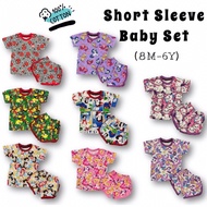 girl dress【8M-6Y】BB001 100% Cotton Thailand Baby Kids Cloth Set Short Sleeve T-shirt Pant