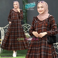 dress midi wanita dres midi terbaru dres midi motif kotak-kotak dres