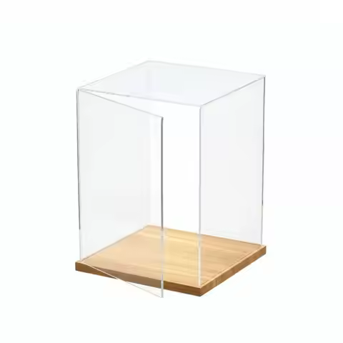Transparent Acrylic Acrylic Display Case Stackable Design Wooden Bottom Model Display Case No-glue A