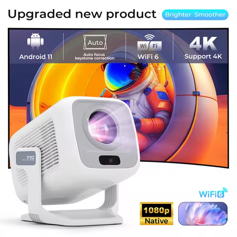 LynCast 4K Android 11 Projector Native 1080P 500ANSI X3AQ Dual Wifi6 BT5.2 1920*1080P Cinema portabl