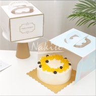 【10pcs】6 inch handle box cake box Cake Box With Window（ included board)
