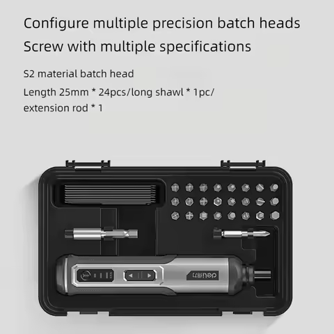 Deli 3-Speed Large Torque Cordless Electric Screwdriver 2000mAh Battery Drill 4V Power Tools Set Hou