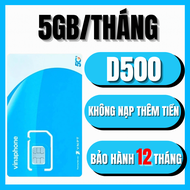 (SALE 50%) SIM 4G 5G Vinaphone 1 Năm Gói D500 Tặng 60GB DATA TỐC ĐỘ CAO Dử Dụng 12 Tháng ( 5GB/tháng