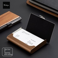 TRABELE Business Card Holder Women Men Wooden Display Stander Office Supplies Stainless Steel Cards 
