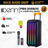 DENN PBS-208B(H) 8″ x 2 Partybox Speaker Bluetooth + Wireless Mic + USB/SD/FM