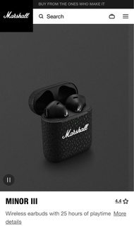 Marshall Minor III 真無線藍牙耳機🎧 Black Bluetooth True Wirless Earbuds