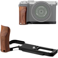 Haoge ด้ามจับด้านข้างไม้สำหรับ Sony A7CR A7cii กล้อง-พรีเมี่ยมที่จับไม้ชิงชันพร้อมแผ่นปลดเร็วขาตั้งก