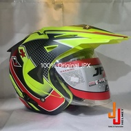 JPX Supermoto Pattern Helmet (Flo Color) (2 / Double Visor) (Anti Theft) (100% Original JPX)