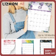 LIZMON Wall Calendar, Flower Pattern 18-Month Monthly Calendar, Spiral Binding Wall Mount 2026 Jan.-