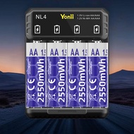 Yonii NL4 AA2950mAh เครื่องชาร์จของเล่นแบบชาร์จไฟได้ 1.2V NiMH NiCd 1.5V Li-Ion เครื่องชาร์จแบบชาร์จ