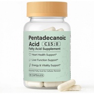 Pentadecanoic Acid Capsules, C150 Fatty Acid – Pure Plant-Based Essential Fatty Acid – 90 Vegan Caps