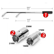 3PCS Tyre Wrench Telescoping Lug Wrench Spanner Lug Wheel Wrench with Sockets Wrench Retractable Tire Nut Removal Wrench Car Repair Tools 17mm/19mm/21mm/23mm 1/2inches car rim wrench spanar buka tayar kereta 可伸缩手动扳手