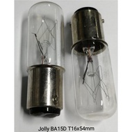 JOLLY BA15D T16X54 110V 5W & 10W, 130V 10W, 240V 5W, 220/260V 5/7W & 6/10W  FILAMENT BULB - READY ST