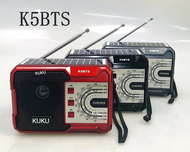 KUKU Solar Panel  Radio FM/AM/SW 3 Band With Bluetooth Speaker Rechargeable Radio With USB/SD/TF Mp3 Player Portable Radio Portable Radio