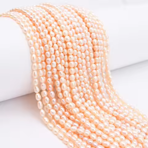 APDGG 5 Strands 5.5x7mm Cultured Mix Pink Rice Pearl Loose Beads 14'' Strands Handmade Jewelry Makin