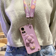 Case OPPO Reno 10 5G OPPO Reno 10 Pro 5G OPPO Reno 10 Pro Plus Electroplated rotating flower bracket diagonal rope shell