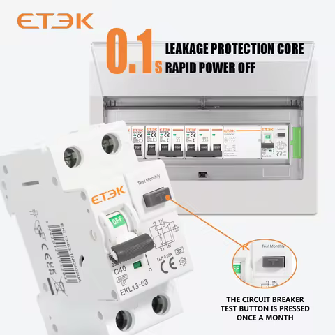 ETEC RCBO Type A 1P+N Residual Automatic Circuit Breaker With Over Current Leakage Protection 6KA 2P
