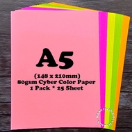 A5 Size Multipurpose Color Paper (80gsm) Kertas Warna / Kertas Folio / Project Paper