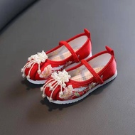 รองเท้าปักลายเด็กผู้หญิงรองเท้าเสื้อผ้าทารกจีนรองเท้าที่ทำด้วยมือ Hanfu วินเทจ
