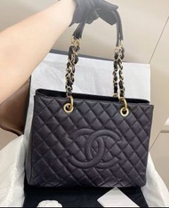 全新100%正品德國直送Chanel香奈兒GST tote黑金通勤托特包大碼香港順豐包郵