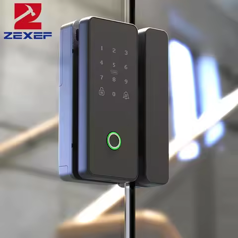 ZEXEF Bluetooth Glass Padlock With Fingerprint Lock Door APP Tuya Password Magnetic Card Remote Cont