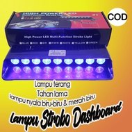 Lampu strobo dashboard mobil truk pick up pribadi warning light dalam patwal led 9 mata biru biru me