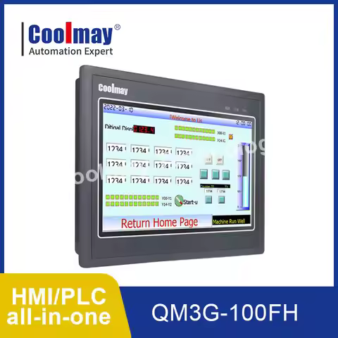 Coolmay QM3G All in One PLC HMI All in One 10 inch Compatible FX3G FX3U FX3S GX Works2 AI AO Com Por