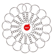 50pcs Keychain Rings with Chain and 50pcs Open Jump Rings DIY Key Chain Set