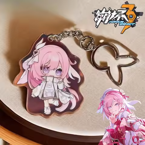 Game Honkai Impact 3 Elysia Cosplay Keychain Acrylic Key Chain Laser Keyring Bag Pendant Jewelry Acc