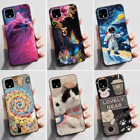 For Google Pixel 4 XL Case Lovely Cat Cover Silicone Black Soft TPU Ultra Thin Phone Cases For Googl