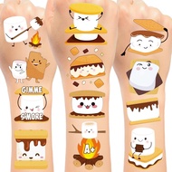 192 PCS Smores Temporary Tattoos Stickers, Smores Party Favors Campfire Birthday Party Decorations S