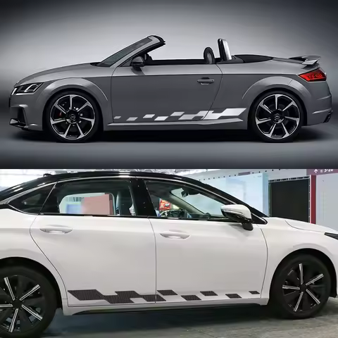 Car Door DIY Sticker Racing Stripes Square Trims Vinyl Decals For Audi TT 8N MK1 MK2 8J Coupe MK3 8S