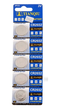 Tianqiu 2032 Battery (CR2032/ DL2032/ E-CR2032/ SB-T51/ LF1/ 2V) Lithium 3v (1 Pack of 5)