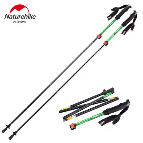 Naturehike 1Pcs lightweight Five Section Fold Walking Stick Ultra light 7075 Sponge Handle Professio