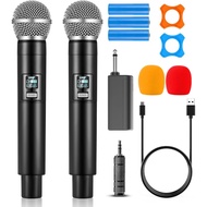 2 in 1 UHF Wireless Microphone Karaoke Dual Handheld Dynamic Microphone with Rechargeable Receiver f