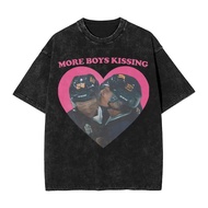 T-shirt merah jambu dengan reka bentuk More Boys Kissing Ilya Shane, 100% kapas, t-shirt grafik gaya